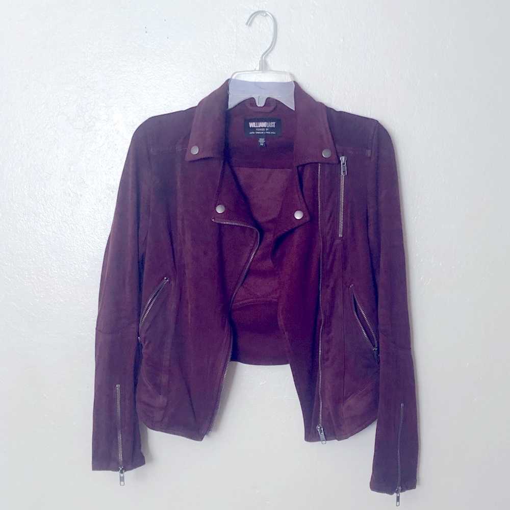 William Rast Faux Suede Moto Jacket in Burgundy